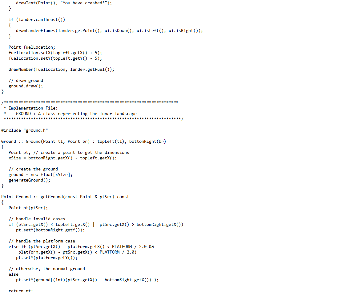 Solved In C++, create a Moon Lander game that is a based on | Chegg.com