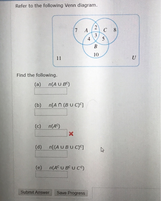 Solved Refer To The Following Venn Diagram 2 C 8 A 3 5 4 Chegg Com