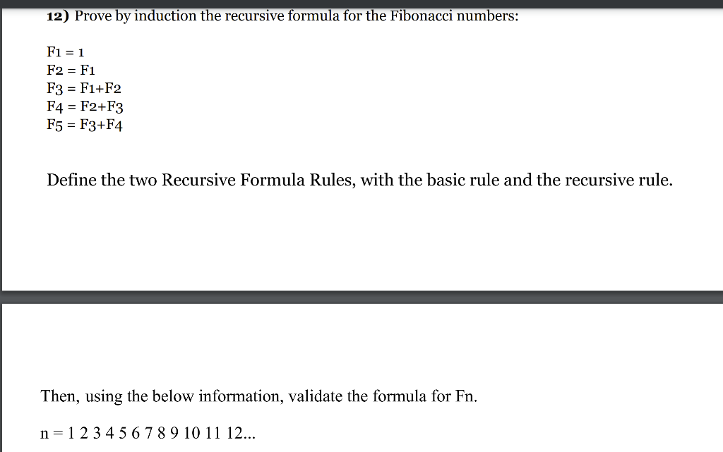 Solved 12) Prove by induction the recursive formula for the | Chegg.com