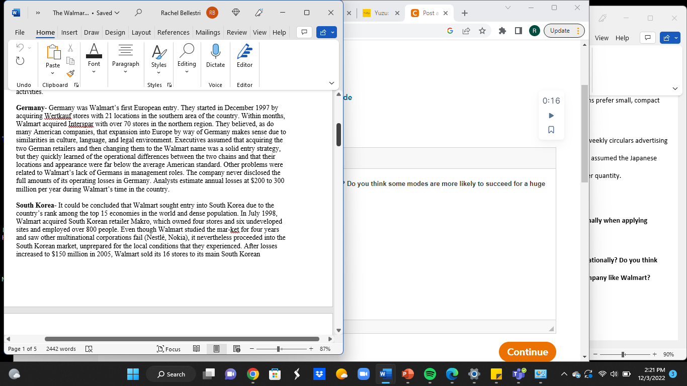 Solved What modes of entry did Walmart use for expanding