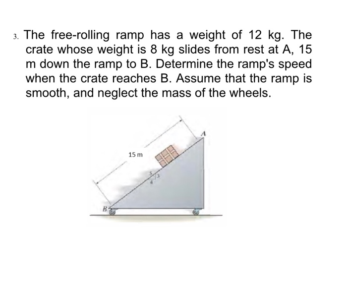 Solved 3. The freerolling ramp has a weight of 12 kg. The