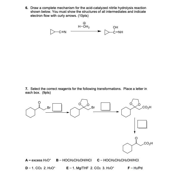 Solved 6. Draw a complete mechanism for the acid-catalyzed | Chegg.com
