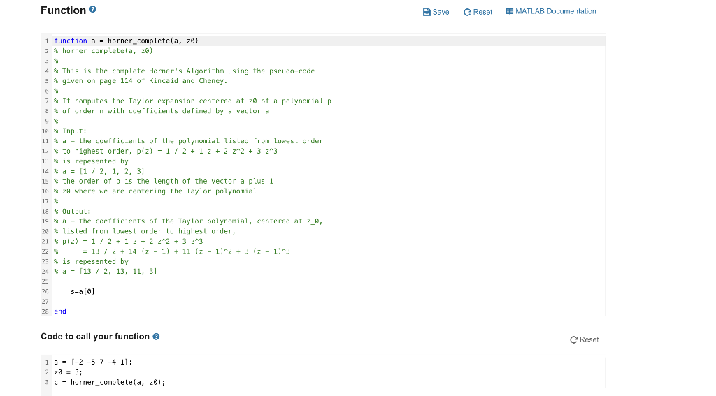 Solved complete Horner's algorithm My Solutic The Taylor | Chegg.com