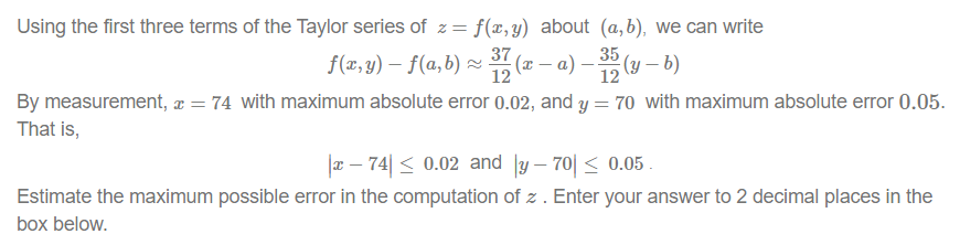 Solved Using The First Three Terms Of The Taylor Series Of | Chegg.com