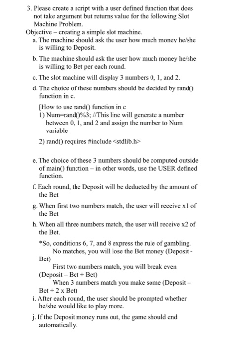 Solved 3. Please create a script with a user defined | Chegg.com