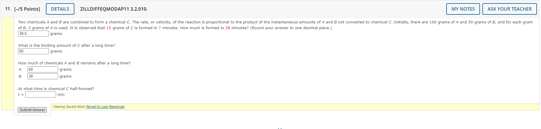 Solved Two Chemicals A And B Are Combined To Form A Chemical | Chegg.com