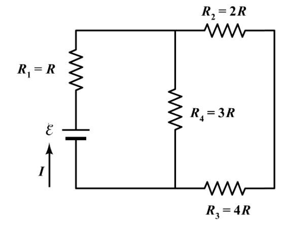 Solved Four resistors are connected to a battery as shown in | Chegg.com