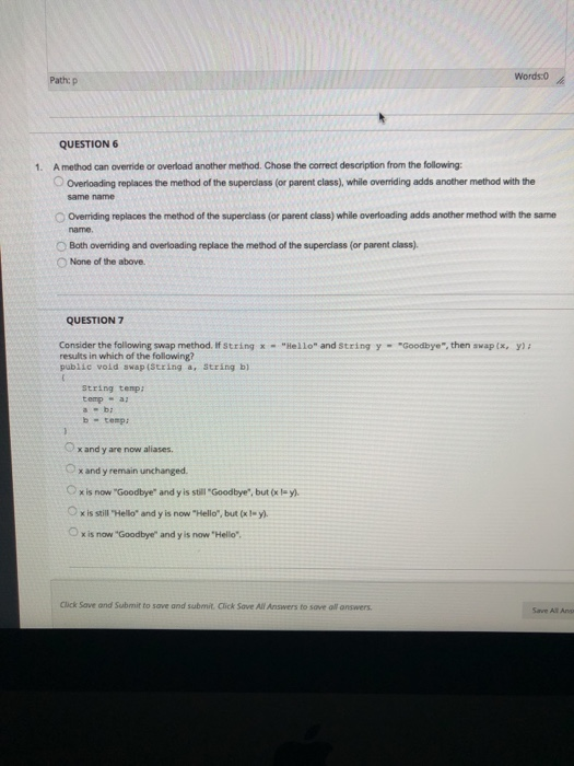 Solved QUESTION 11 2 points Save A Java main method uses the | Chegg.com