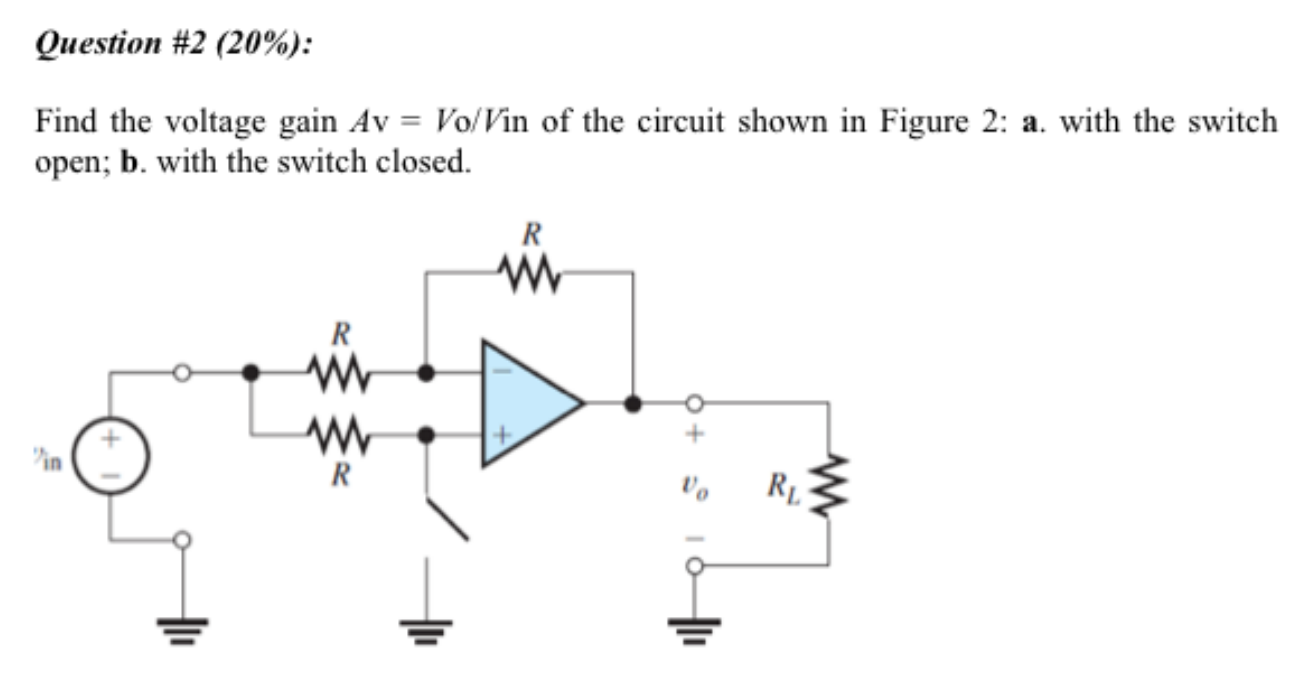 Solved Find the voltage gain Av=Vo/Vin of the circuit shown | Chegg.com