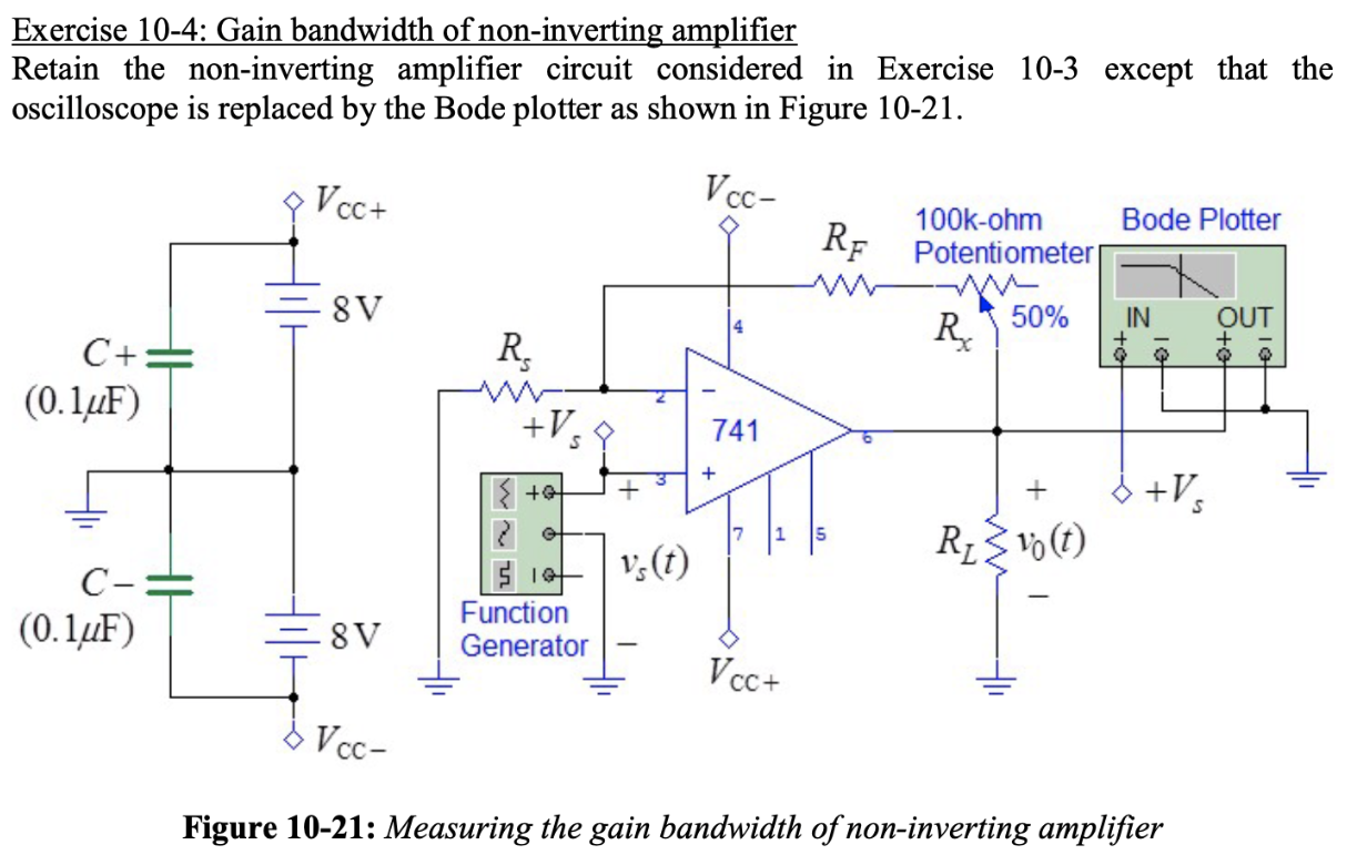 Solved Exercise 10-4: Gain bandwidth of non-inverting | Chegg.com