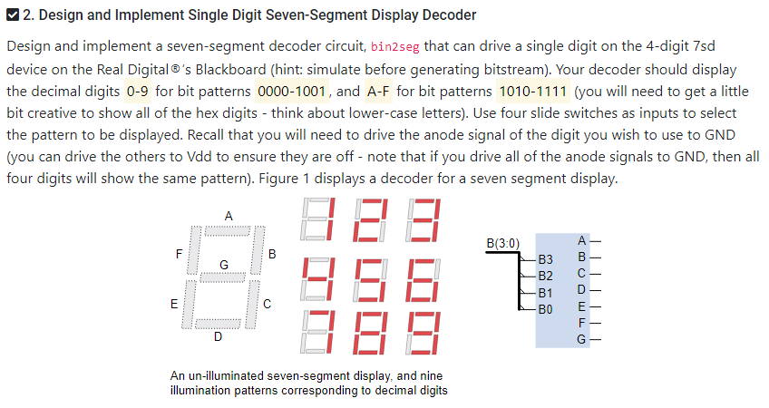 Solved 12. Design and Implement Single Digit Seven-Segment | Chegg.com