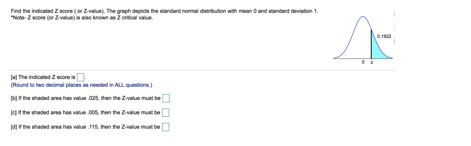 Solved Find the indicated Z score ( or Z-value). The graph  Chegg.com