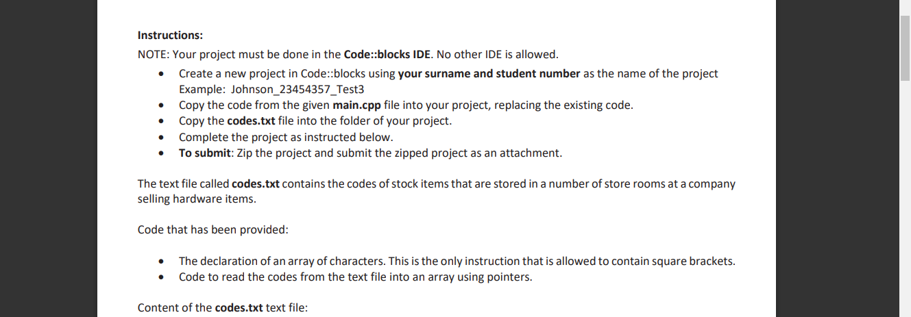 Instructions: NOTE: Your project must be done in the | Chegg.com