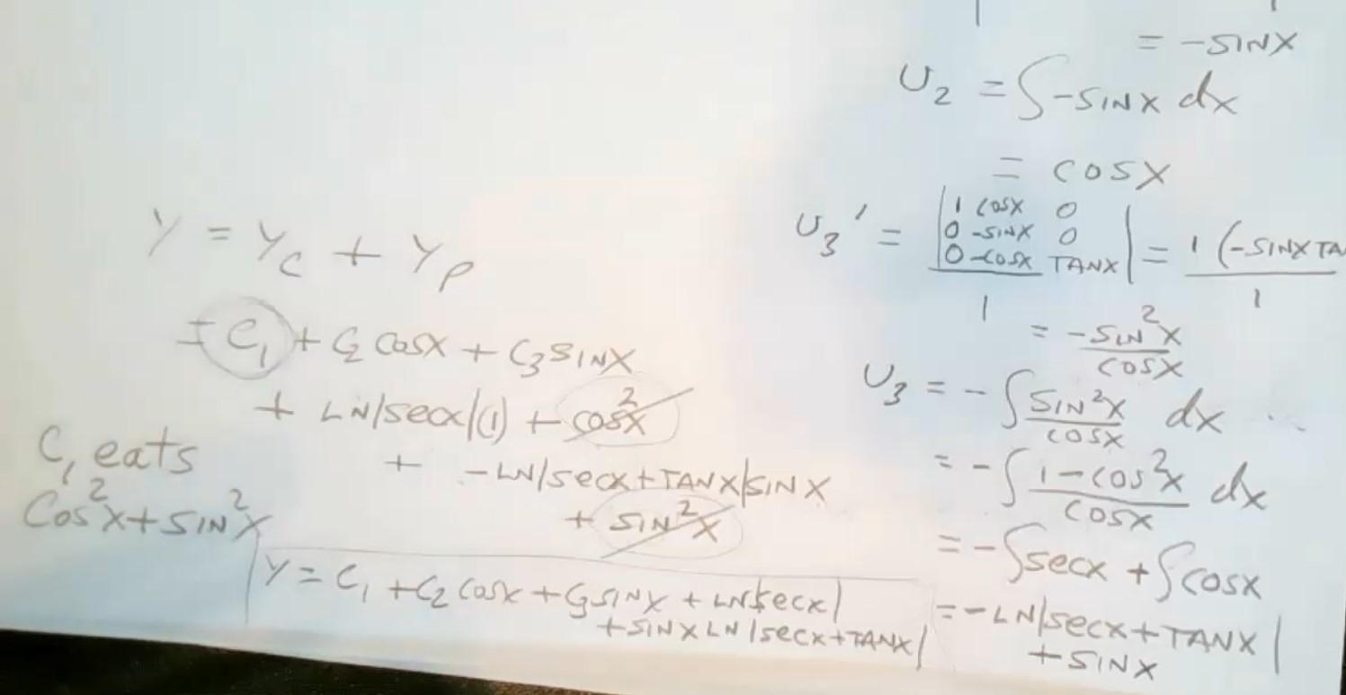 Solved 1 1 Cos 2x 2 2 5 Solve By Variation Of Parameter Chegg Com