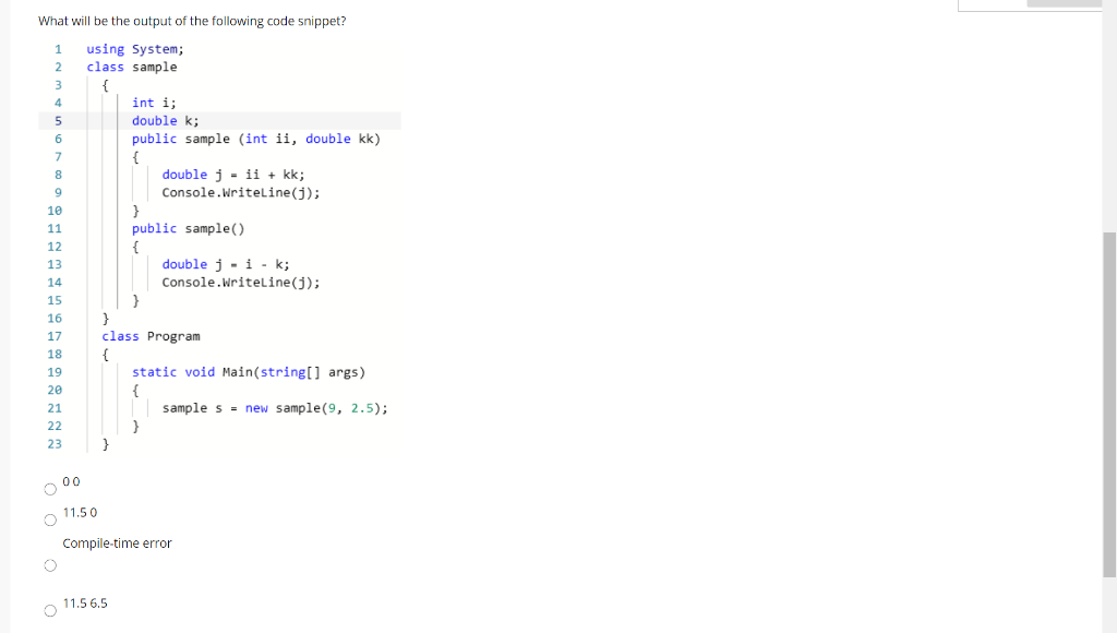 Solved What will be the output of the following code | Chegg.com