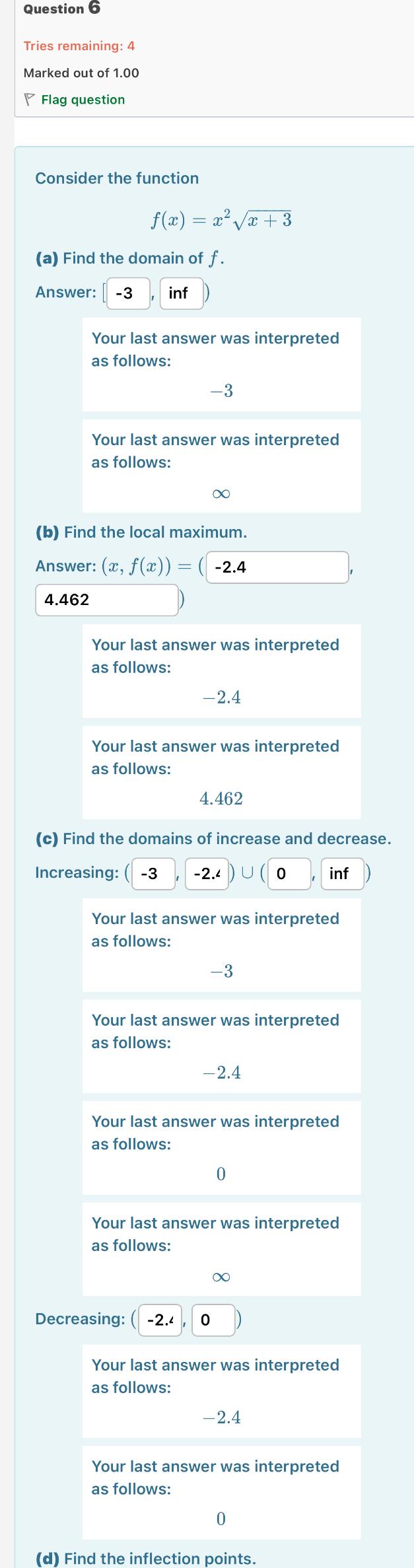 Solved Consider the function f(x)=x2x+3 (a) Find the domain | Chegg.com