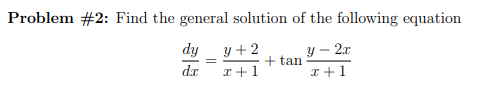 Solved Problem #2: Find the general solution of the | Chegg.com