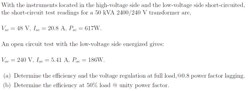 Solved With the instruments located in the high-voltage side | Chegg.com