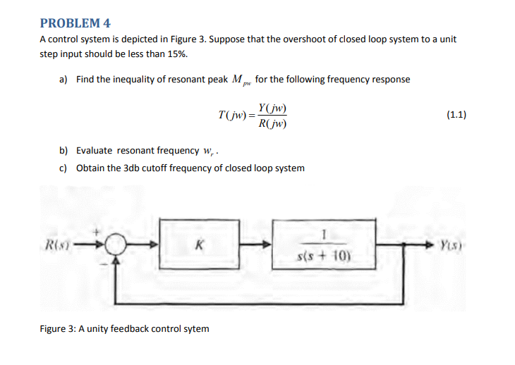 Solved PROBLEM 4 A control system is depicted in Figure 3. | Chegg.com
