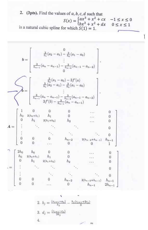Solved 2. (3pts). Find the values of a,b,c,d such that | Chegg.com