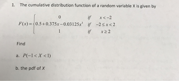 Solved 1. The cumulative distribution function of a random | Chegg.com