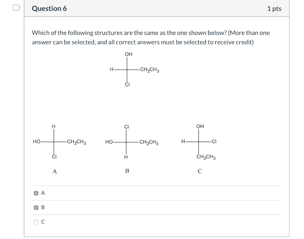 Solved Question 6 1 pts Which of the following structures | Chegg.com