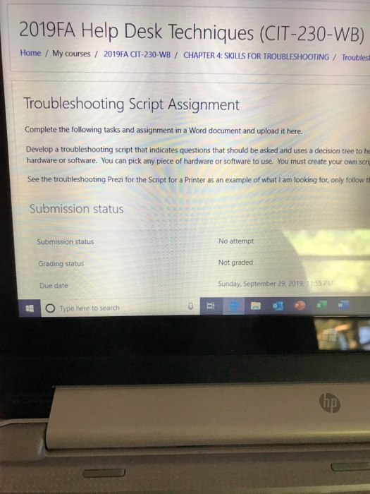 2019fa Help Desk Techniques Cit 230 Wb Home My Chegg Com
