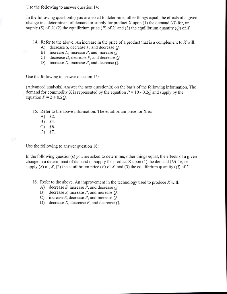 Solved Use the following to answer question 14: In the | Chegg.com