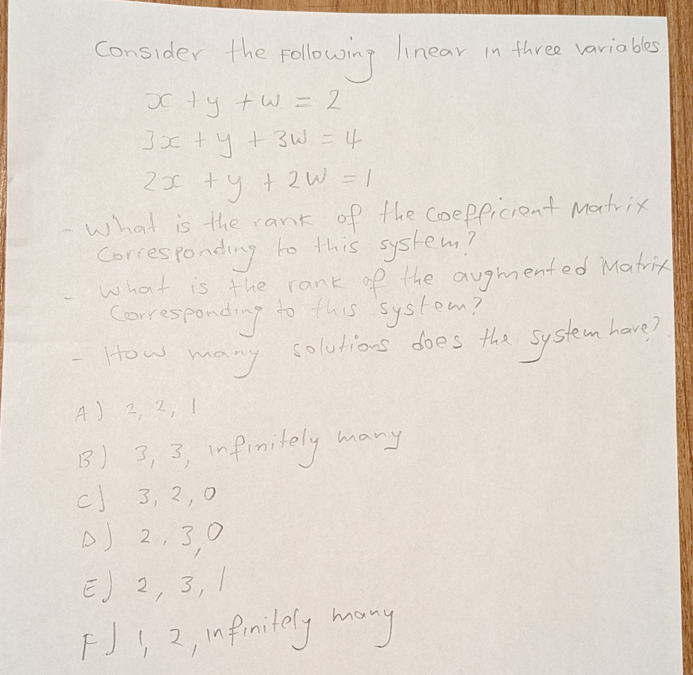 Solved Consider the following linear in three | Chegg.com