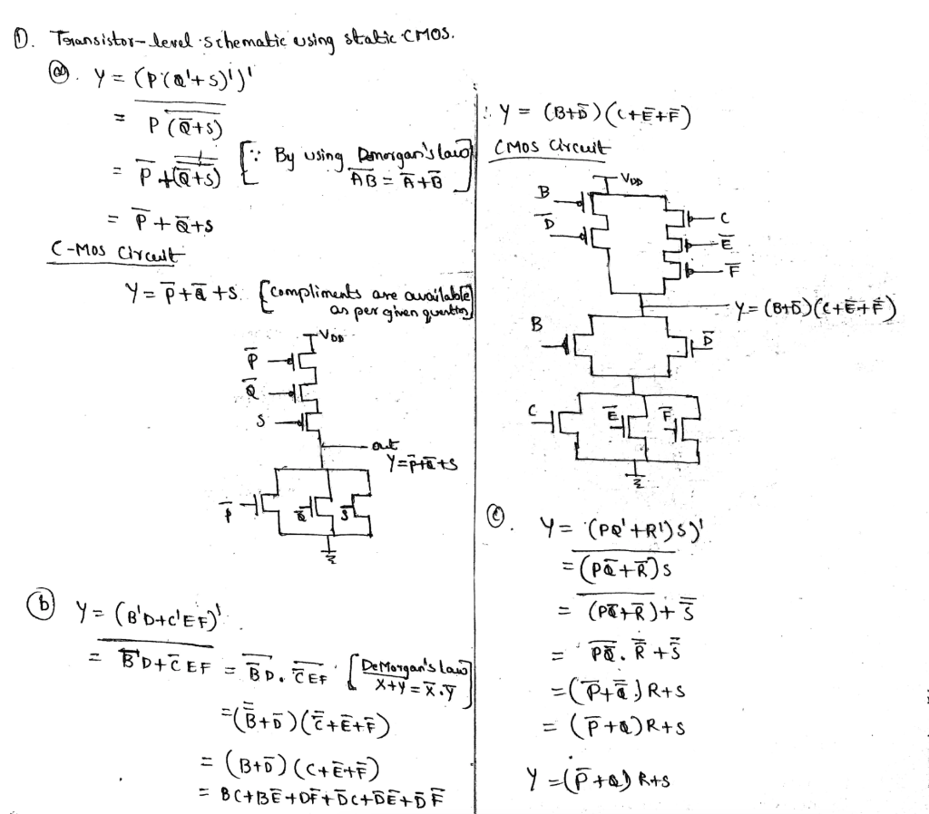 Solved Sketch A Transistor-level Schematic Using Static CMOS | Chegg.com