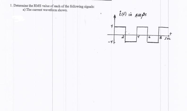 Solved 1. Determine the RMS value of each of the following | Chegg.com