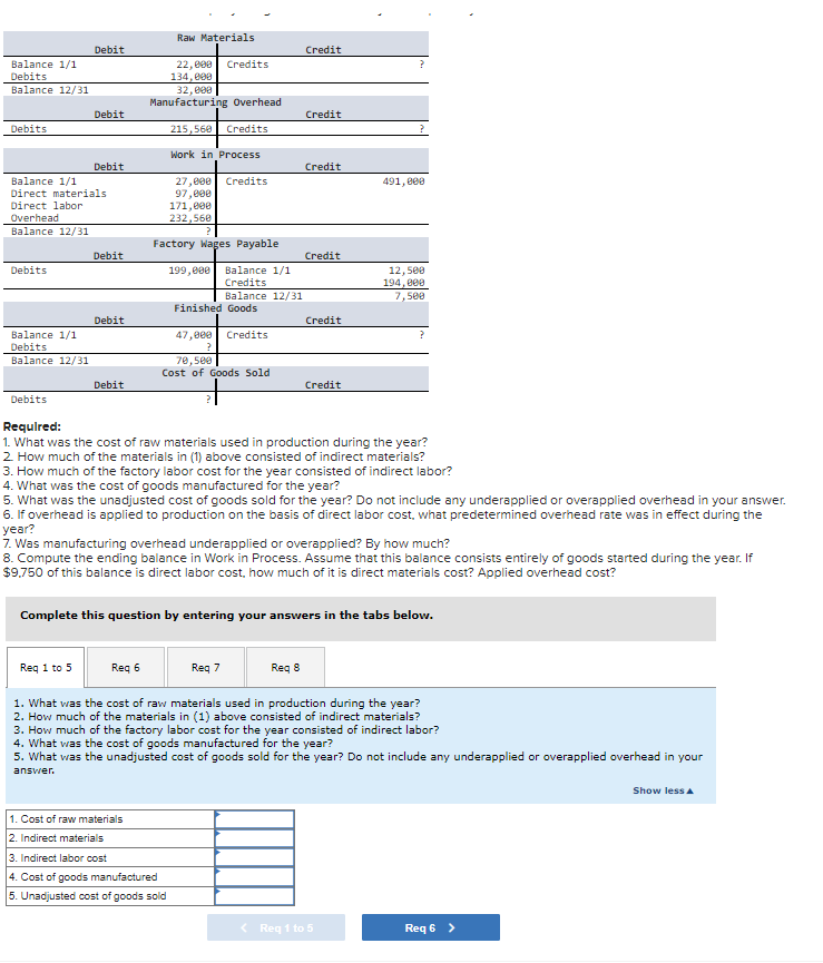 Solved Requ|red: 1. What was the cost of raw materials used 