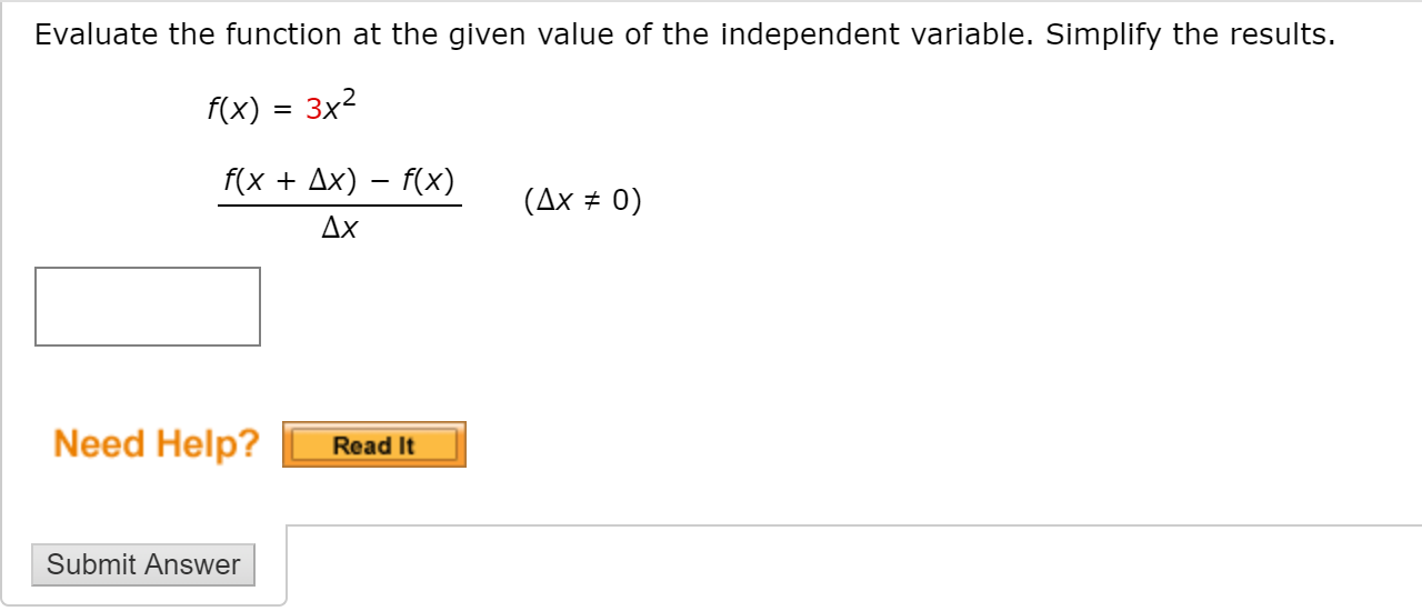 Solved Evaluate the function at the given value of the | Chegg.com