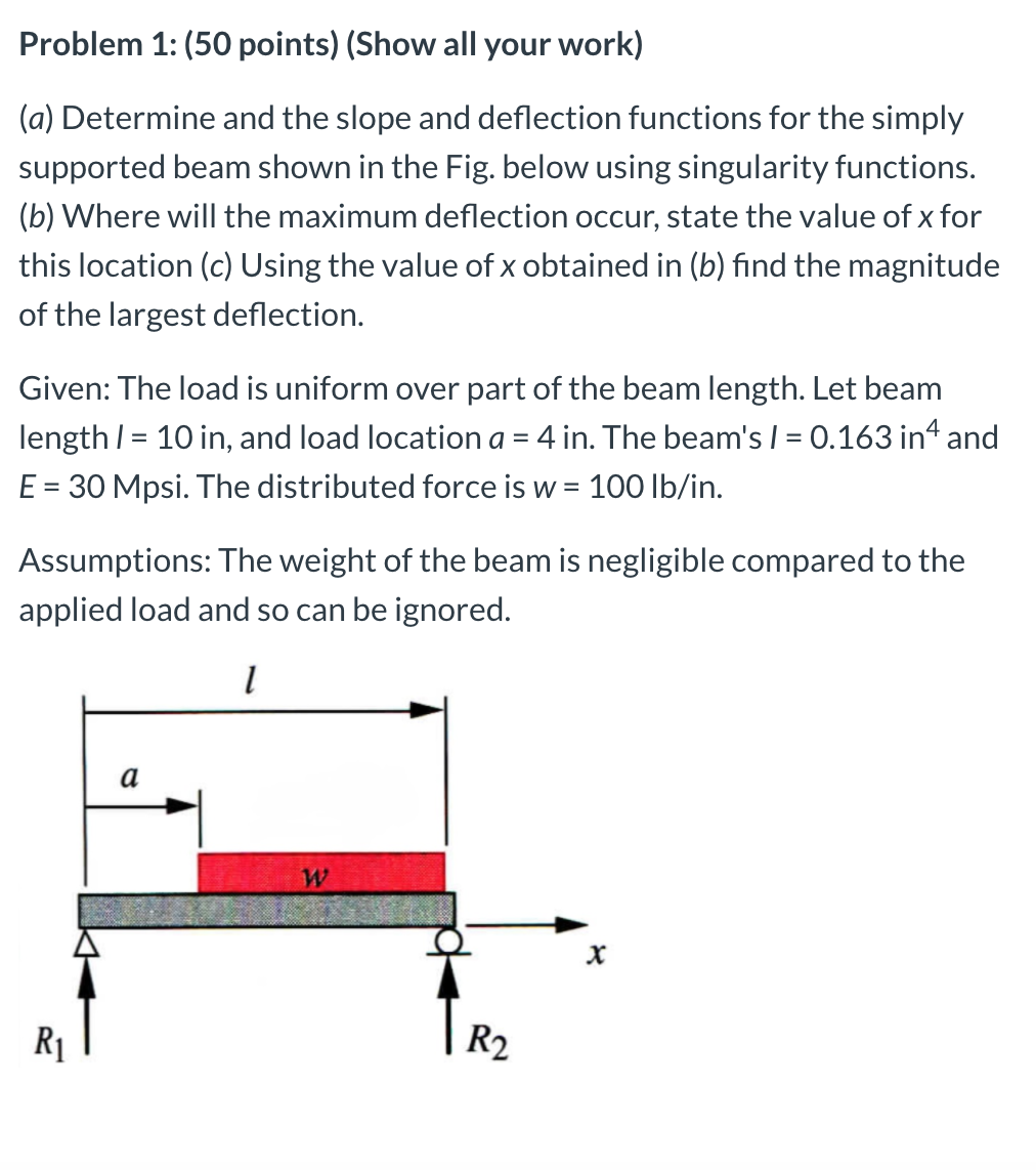 Solved Problem 1: (50 Points) (Show All Your Work) (a) | Chegg.com