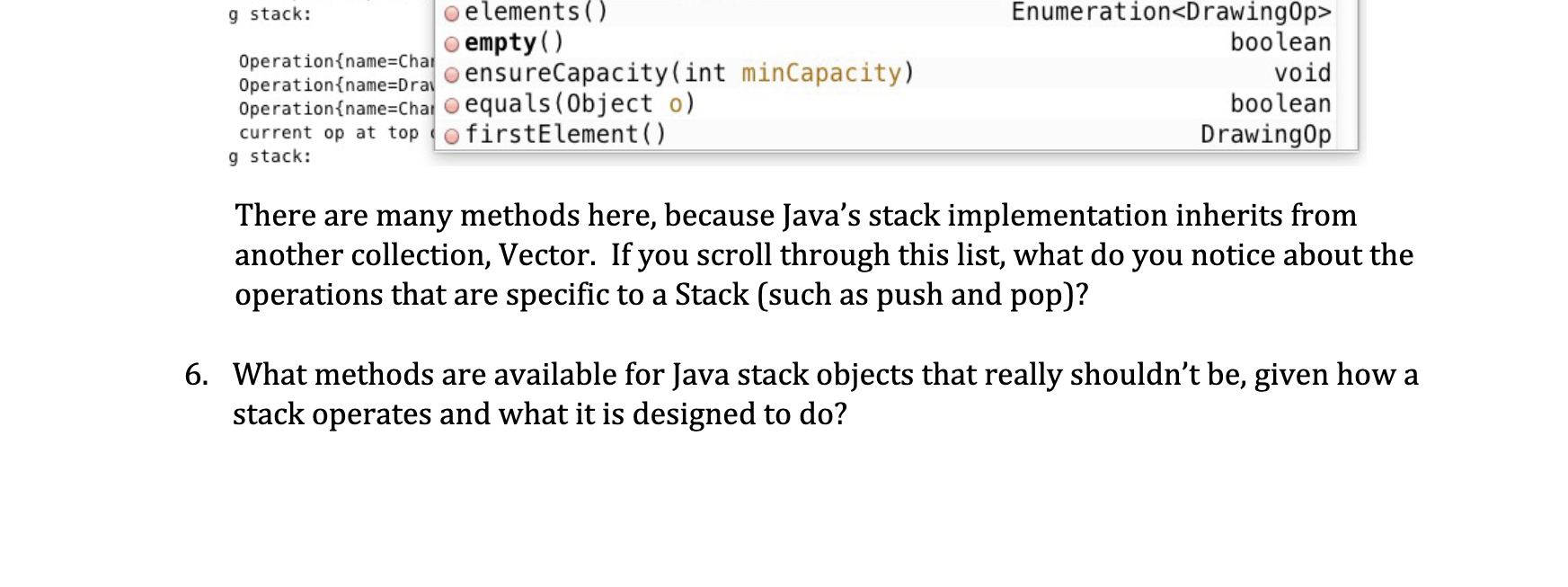 Solved Go to the printStack method. Above the for loop, type | Chegg.com