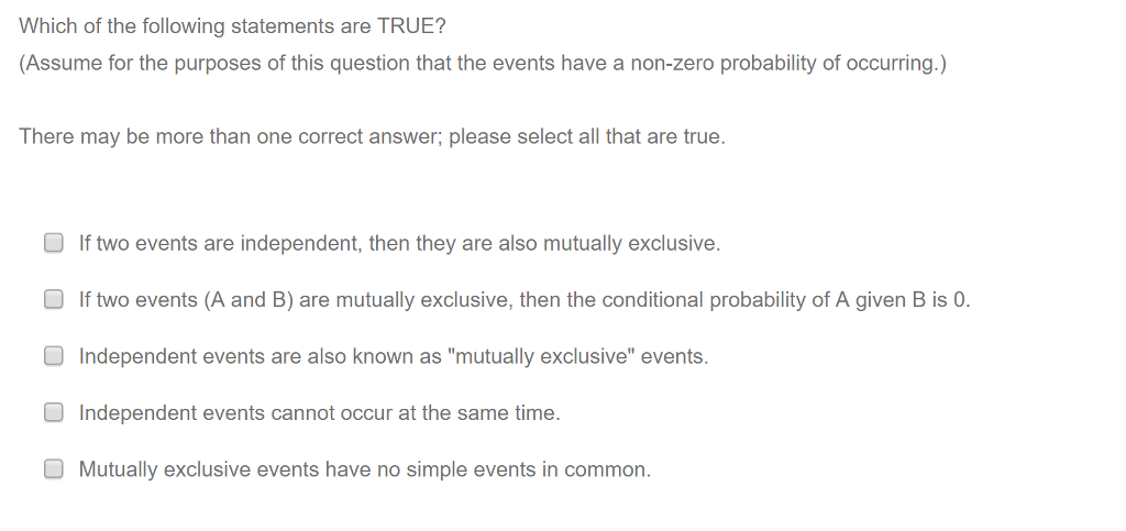 Solved Which Of The Following Statements Are TRUE? (Assume | Chegg.com