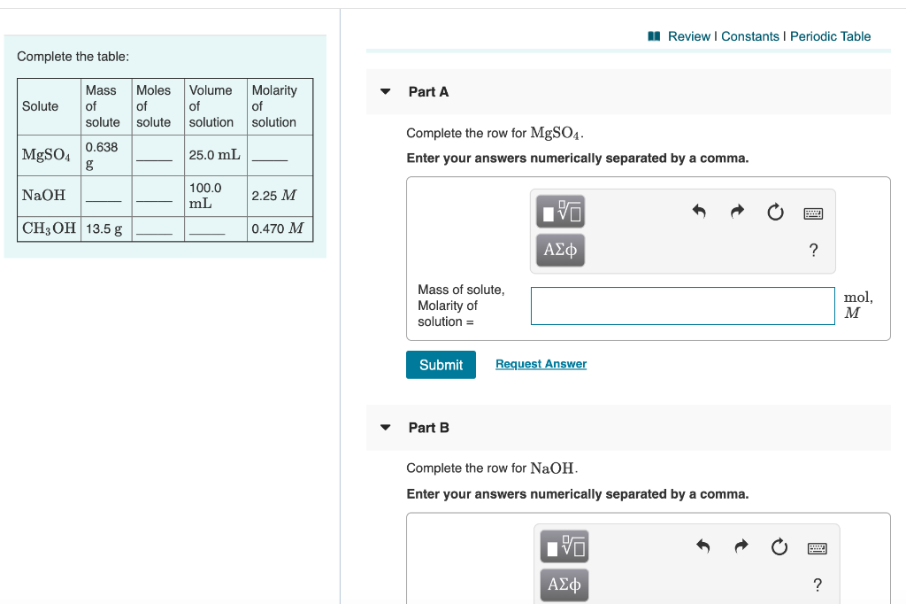 Solved complete all parts A. B Part C Complete the row Chegg