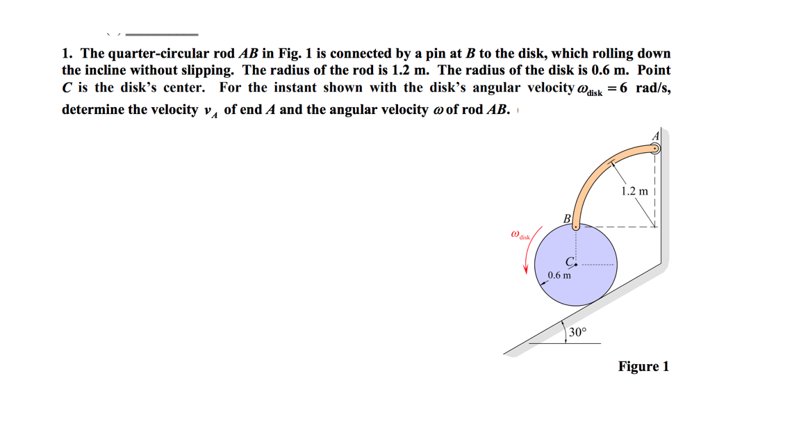 Solved 1. The quarter-circular rod AB in Fig. 1 is connected | Chegg.com