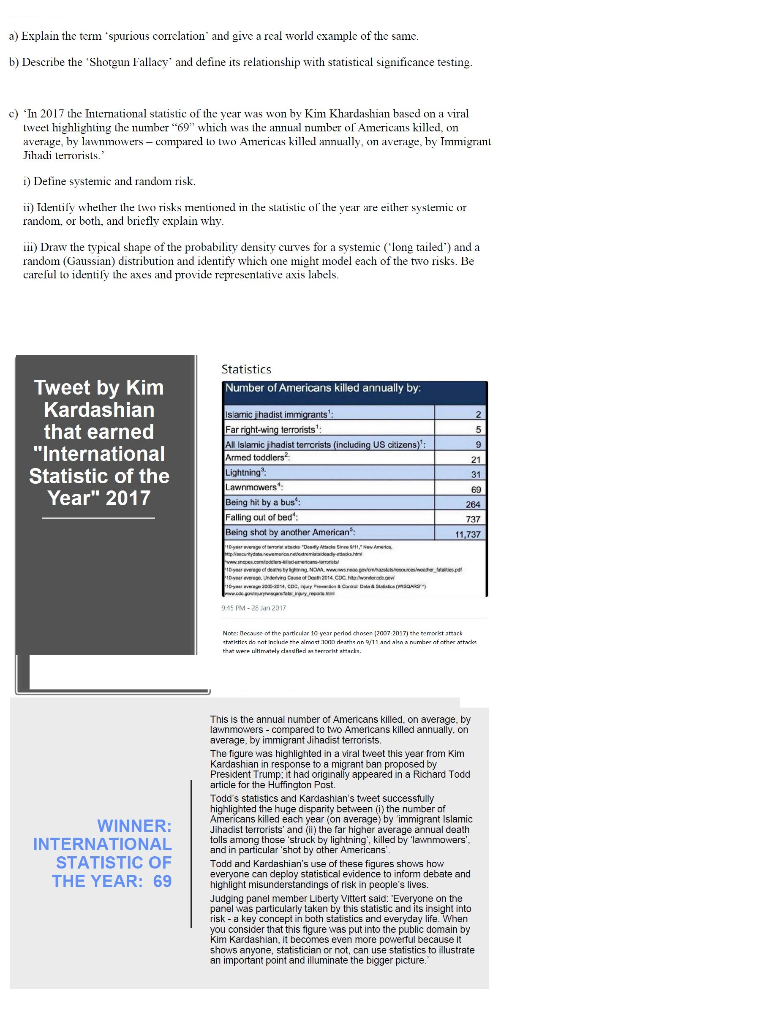 a) Explain the term 'spurious correlation and give a | Chegg.com