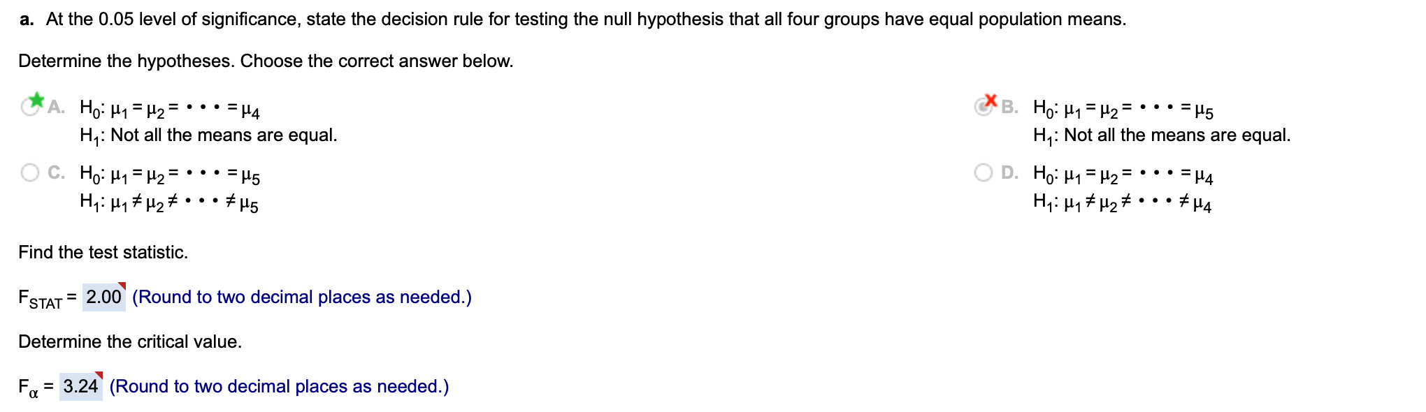 Solved The ANOVA summary table for an experiment with four | Chegg.com