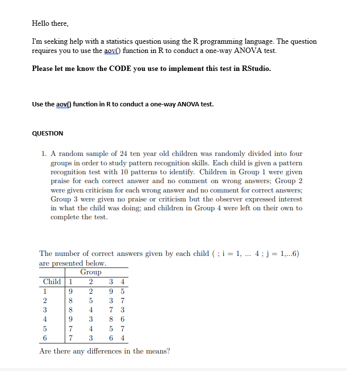 Solved Hello there, I'm seeking help with a statistics | Chegg.com