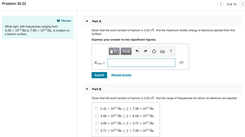 Solved Problem 30.32 3 of 10> Review Part A White light, | Chegg.com