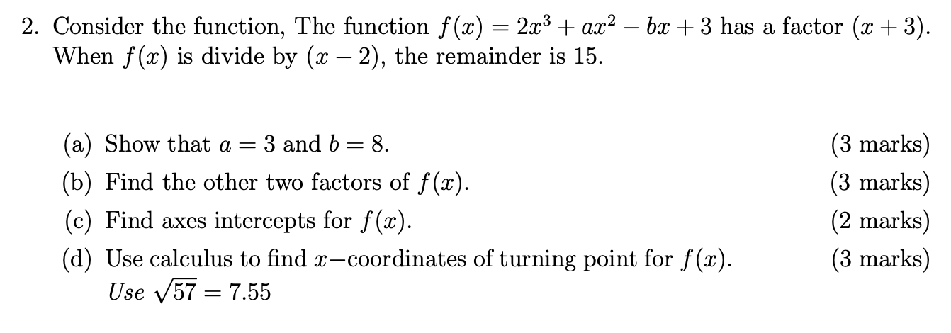 Solved 2. Consider the function, The function | Chegg.com