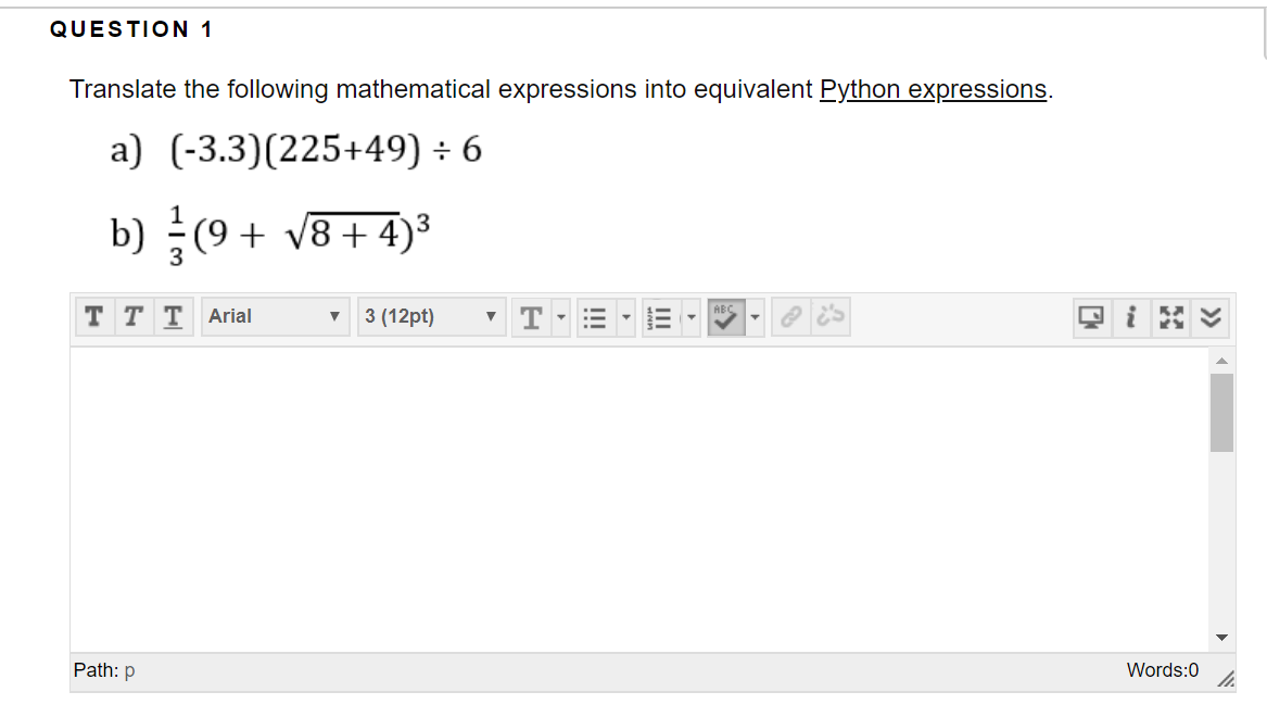 Solved QUESTION 1 Translate The Following Mathematical | Chegg.com