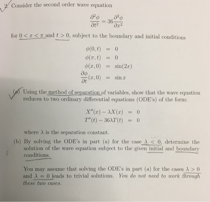 Solved Consider the second order wave equation partial | Chegg.com