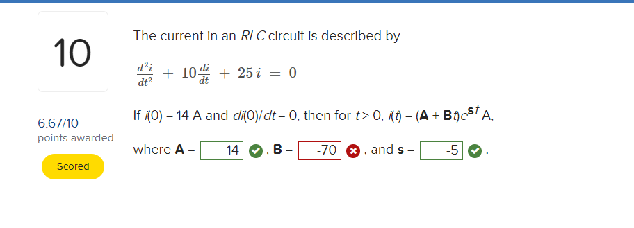 Solved V10 ﻿The current in an RLC ﻿circuit is described | Chegg.com