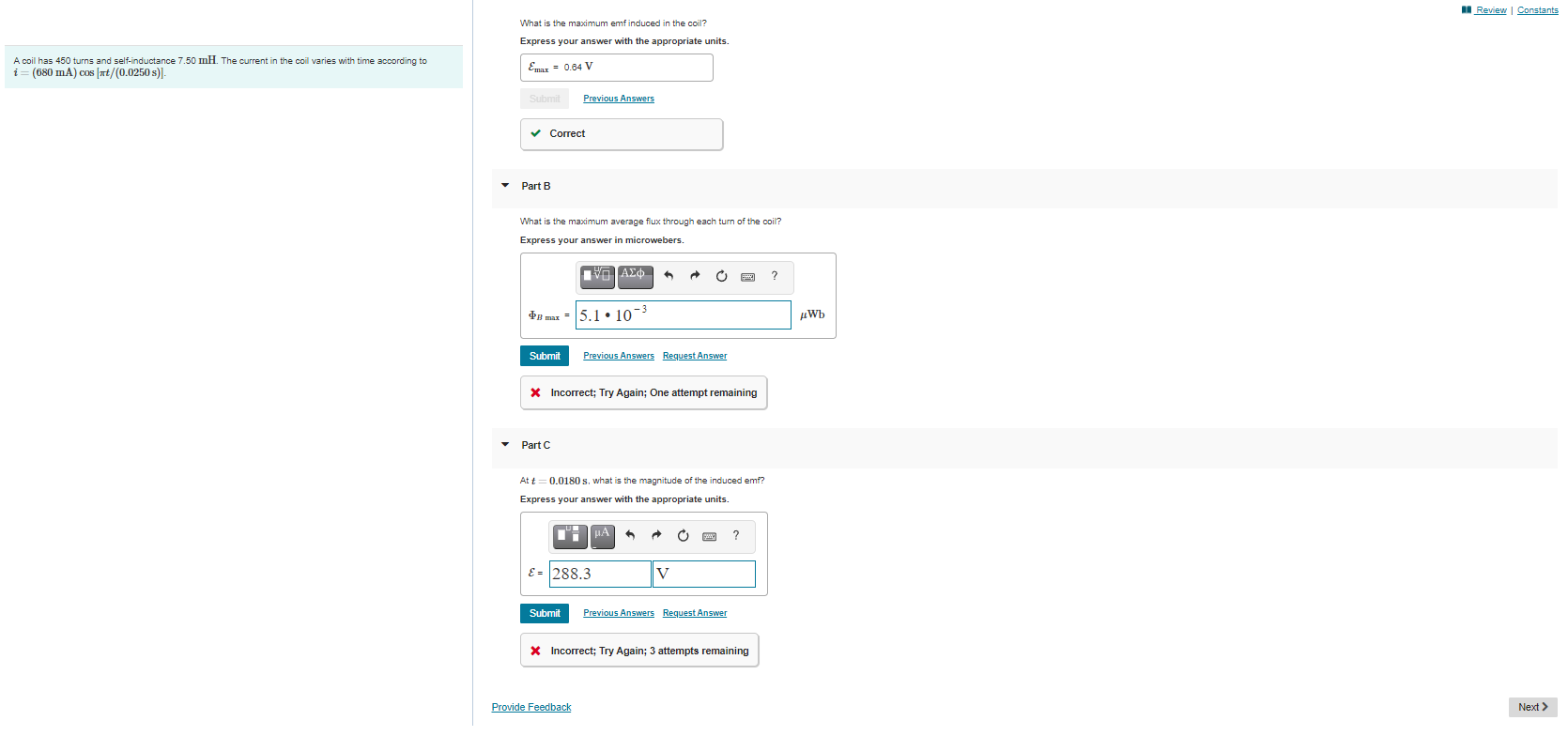 Solved Review Constants What is the maximum emf induced in