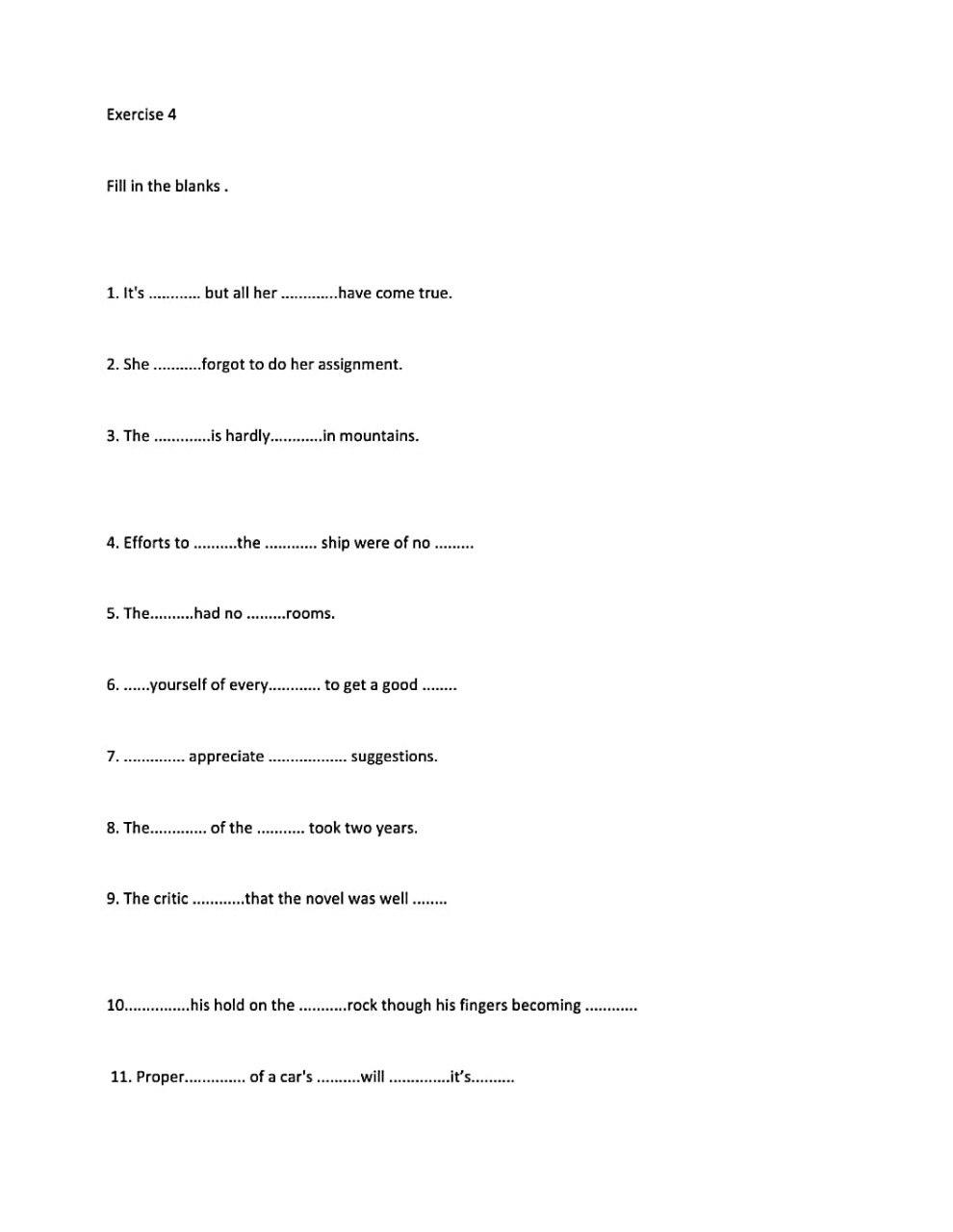 fill in the blanks assignment