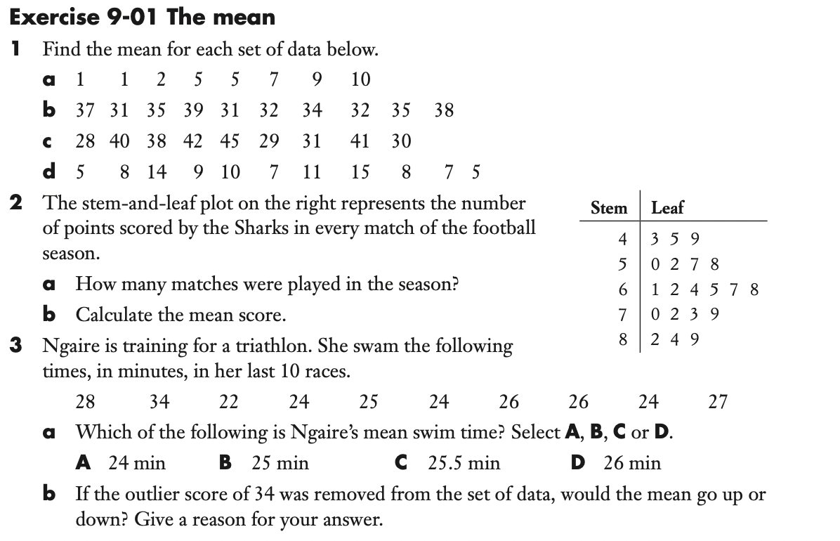 Solved a C season. Exercise 9-01 The mean 1 Find the mean Solved a C season. Exercise 9-01 The mean 1 Find the mean