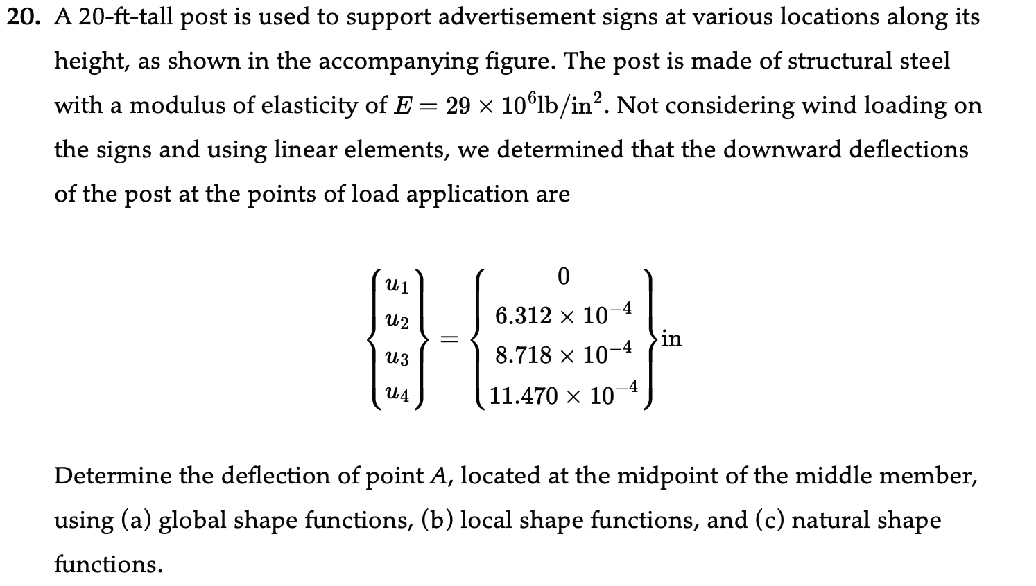 Solved 20. A 20-ft-tall post is used to support | Chegg.com